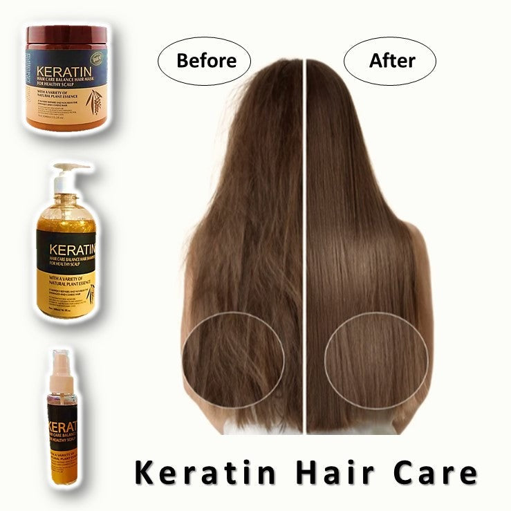 Keratin Hair Mask | Shampoo | Hair Serum+ Free Makeup Fixer